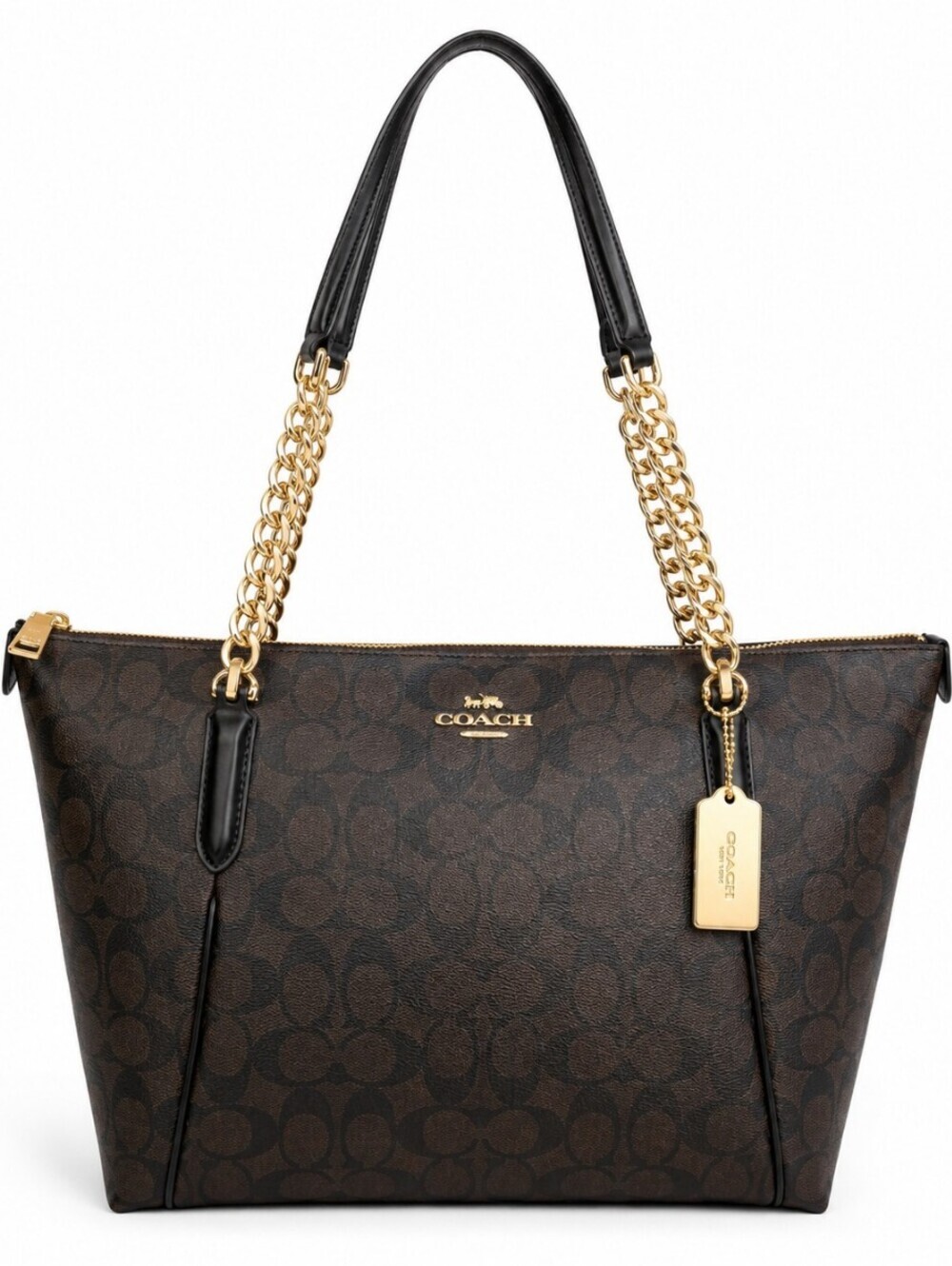 Coach Ava Chain Tote Signature Canvas Shoulder Bag - F87776